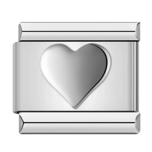 SINGLE HEART SILVER LINK CHARM